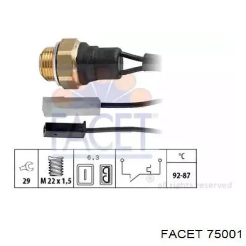 Датчик включения вентилятора радиатора 75001 Facet