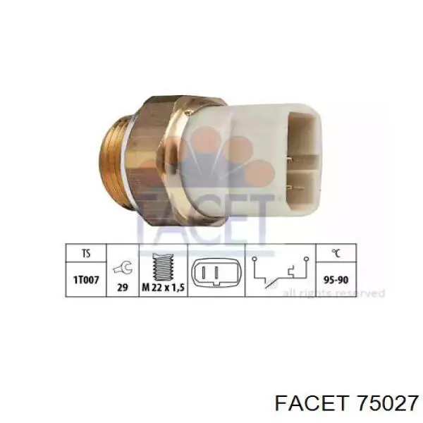 Sensor, temperatura del refrigerante (encendido el ventilador del radiador) 75027 Facet