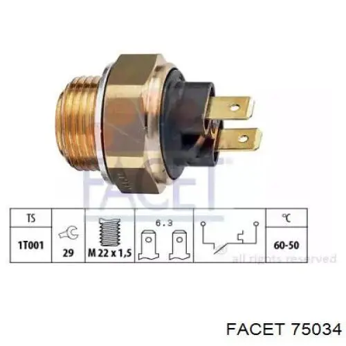 Датчик включения вентилятора радиатора 75034 Facet