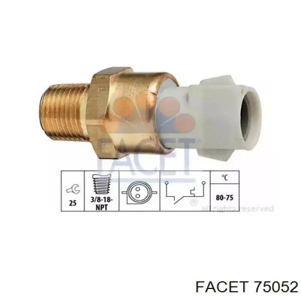 Термо-датчик включення вентилятора радіатора 75052 Facet