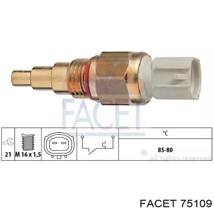 75109 Facet датчик температуры охлаждающей жидкости (включения вентилятора радиатора)