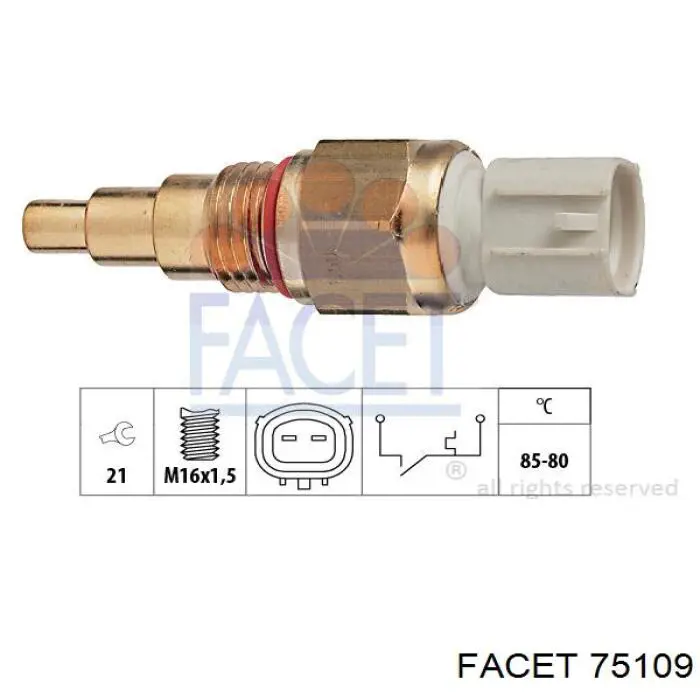 Sensor de temperatura del refrigerante, salpicadero 75109 Facet