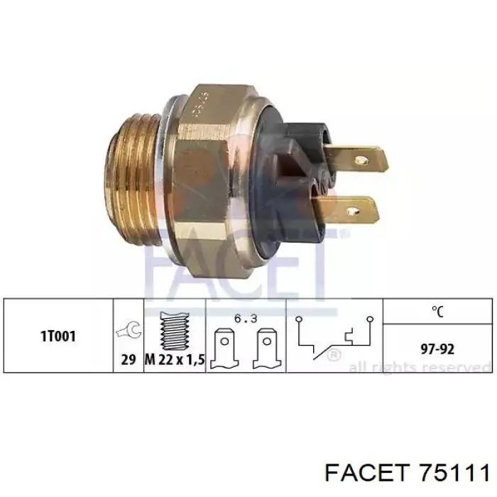7764175 Kemp датчик температуры охлаждающей жидкости (включения вентилятора радиатора)