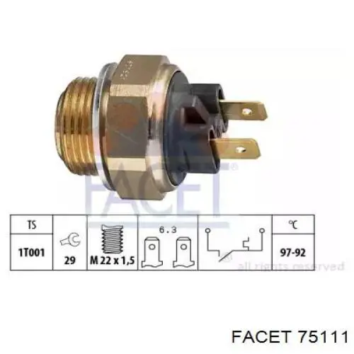 Sensor, temperatura del refrigerante (encendido el ventilador del radiador) 75111 Facet