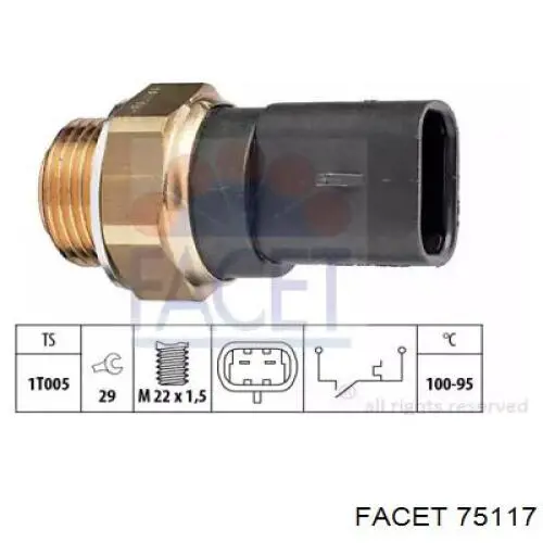 Купить 75117 Facet Датчик включения вентилятора радиатора 