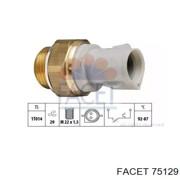 Sensor, temperatura del refrigerante (encendido el ventilador del radiador) 75129 Facet