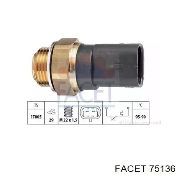 Датчик температуры охлаждающей жидкости 75136 Facet