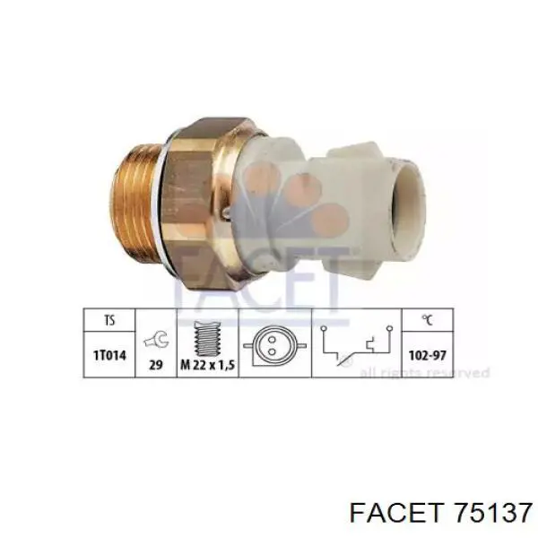 Sensor, temperatura del refrigerante (encendido el ventilador del radiador) 75137 Facet