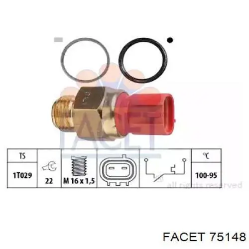 Датчик включения вентилятора радиатора 75148 Facet