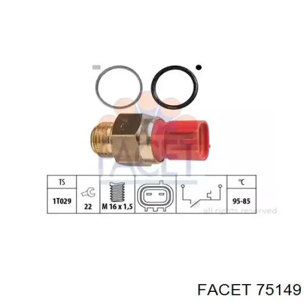 Датчик включения вентилятора радиатора 75149 Facet