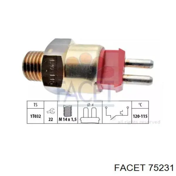 Датчик включения вентилятора радиатора 75231 Facet