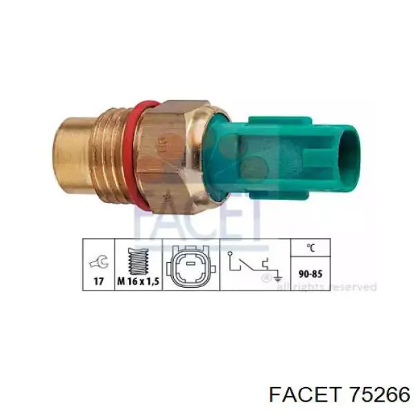 Датчик включения вентилятора радиатора 75266 Facet