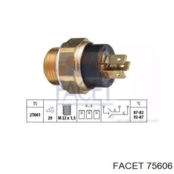 Датчик включения вентилятора радиатора 75606 Facet