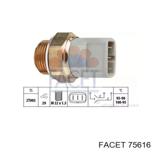 Датчик включения вентилятора радиатора 75616 Facet