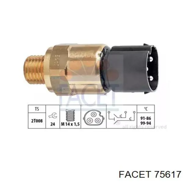 Датчик вентилятора радиатора Facet 75617