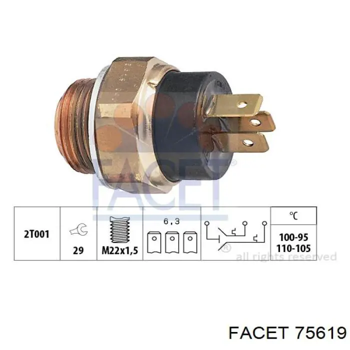 Датчик включения вентилятора радиатора 75619 Facet