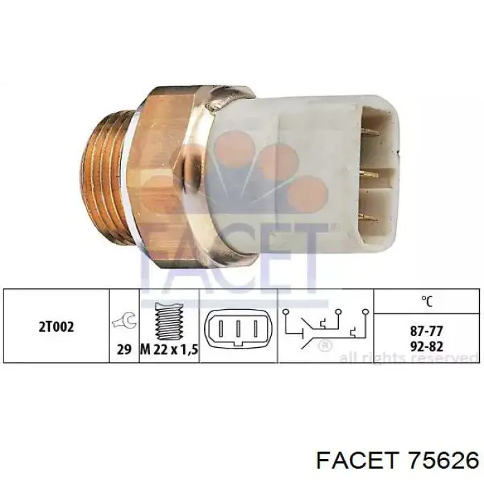 Датчик включения вентилятора радиатора 75626 Facet