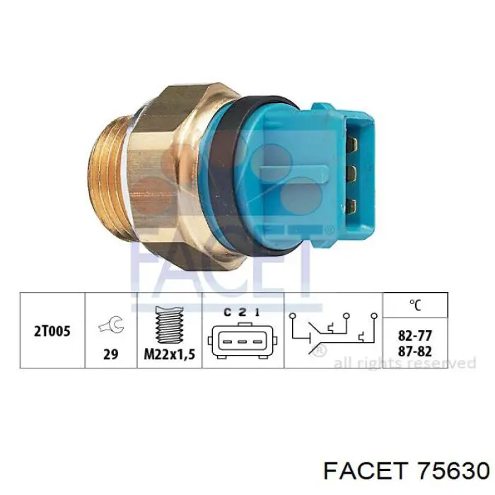 Sensor, temperatura del refrigerante (encendido el ventilador del radiador) 75630 Facet