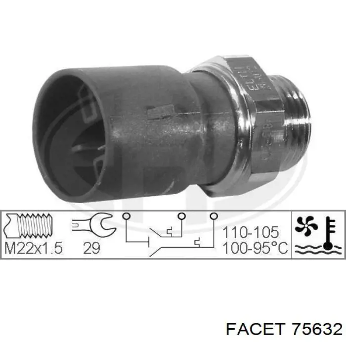 Датчик включения вентилятора радиатора 75632 Facet