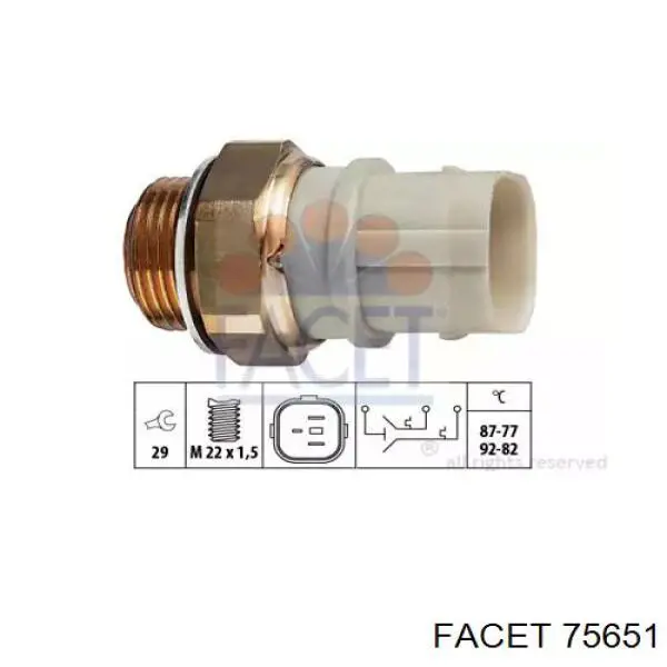 Датчик включения вентилятора радиатора 75651 Facet