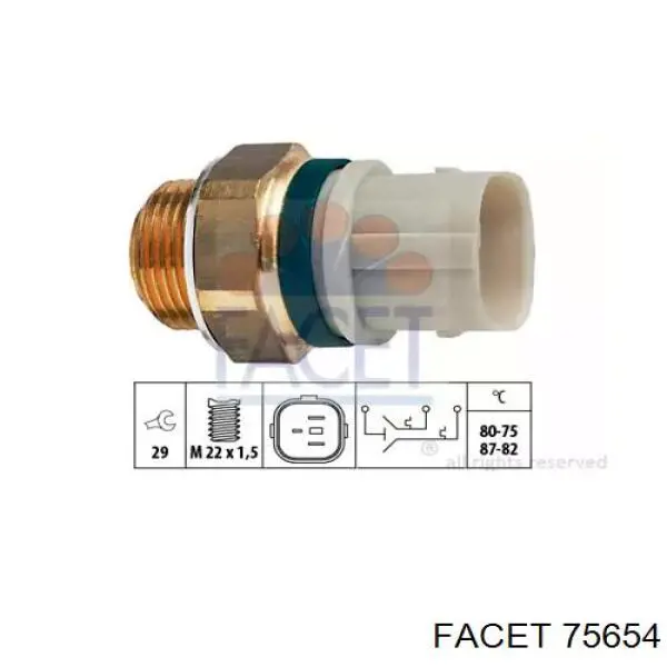 Датчик включения вентилятора радиатора 75654 Facet