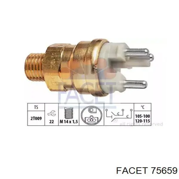 Датчик включения вентилятора радиатора 75659 Facet