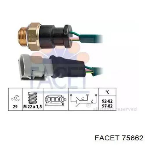Датчик включения вентилятора радиатора 75662 Facet