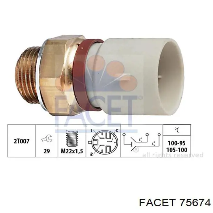 Sensor, temperatura del refrigerante (encendido el ventilador del radiador) 75674 Facet