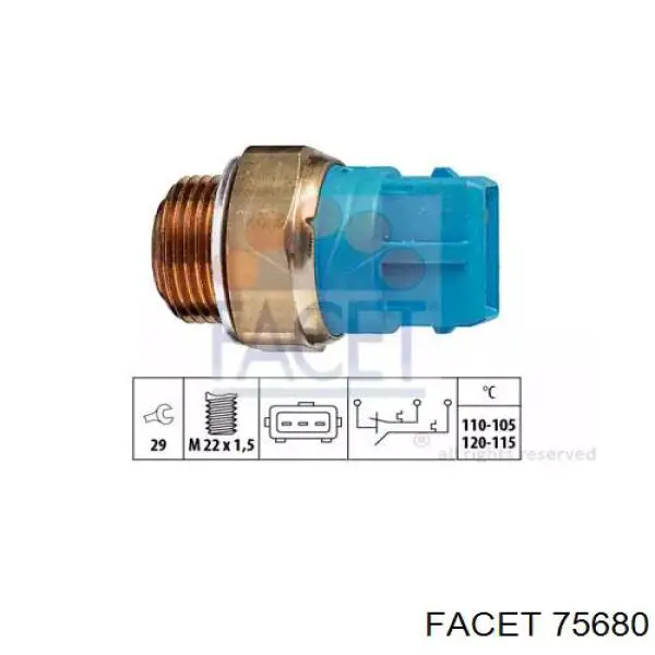 7.5680 Facet датчик температуры охлаждающей жидкости (включения вентилятора радиатора)