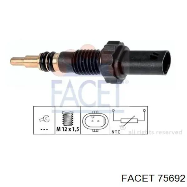 Sensor, temperatura del refrigerante (encendido el ventilador del radiador) 75692 Facet