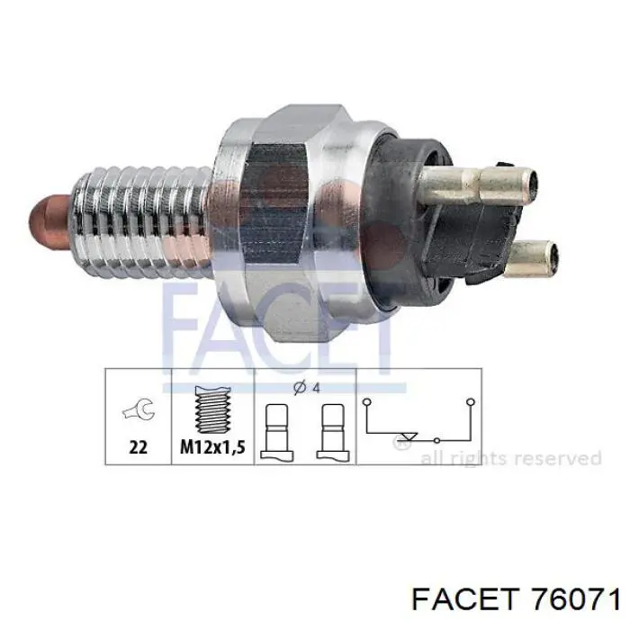 Датчик включения фонарей заднего хода 76071 Facet