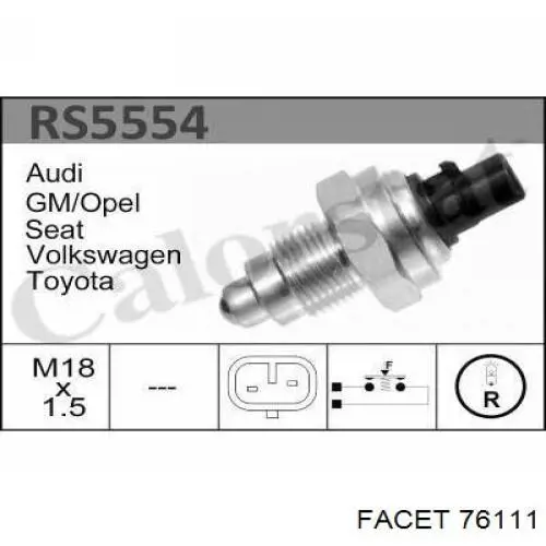 Включатель фонарей заднего хода Facet 76111 цена, от 7.79 USD