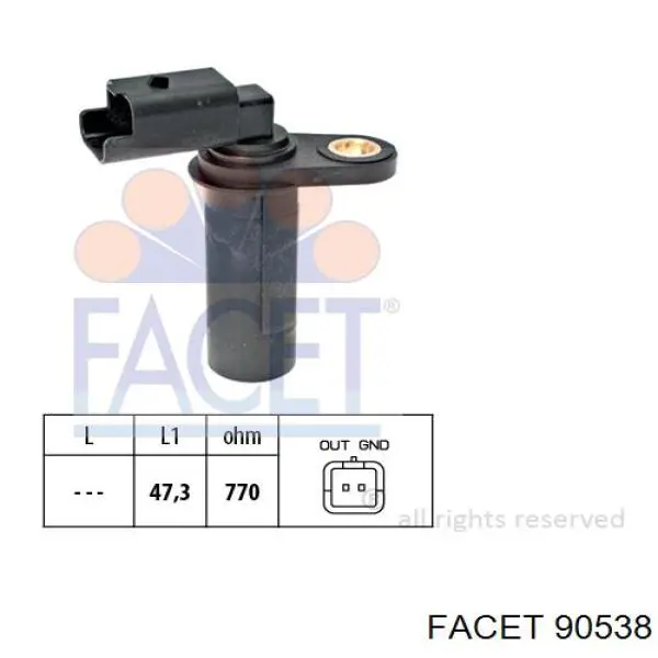 Sensor de posición del cigüeñal 90538 Facet