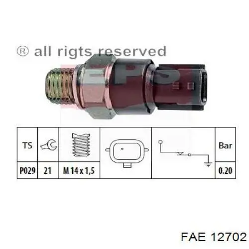 Купить 12702 FAE Датчик давления масла