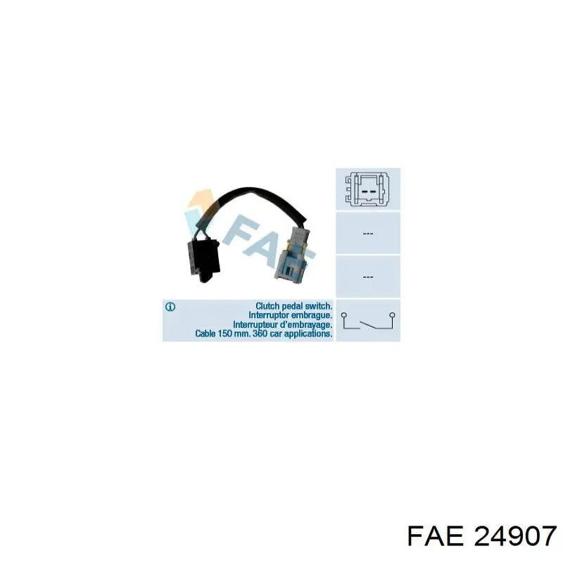 Купить 24907 FAE Датчик включения сцепления
