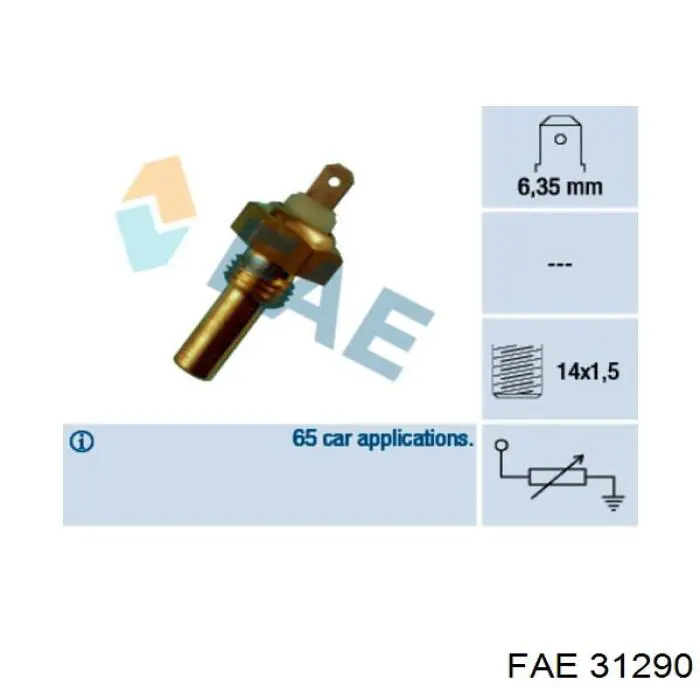 Sensor de temperatura del refrigerante 31290 FAE