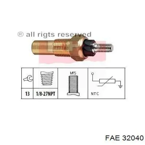 Датчик указателя температуры охлаждающей жидкости FAE 32040 цена, от 4.66 USD