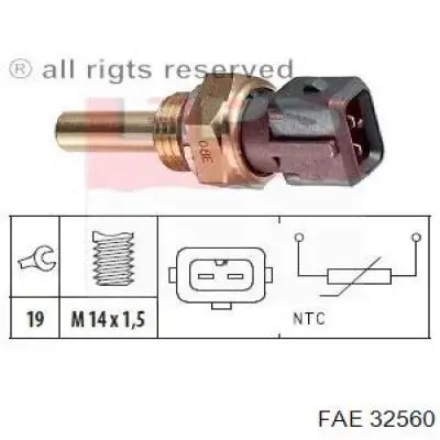 Датчик указателя температуры охлаждающей жидкости FAE 32560 цена, от 6.62 USD