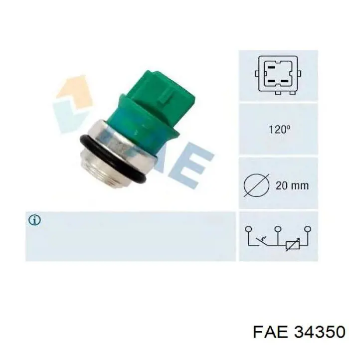 Sensor de temperatura del refrigerante 34350 FAE
