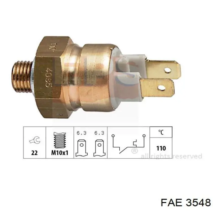 Датчик температуры охлаждающей жидкости 3548 FAE