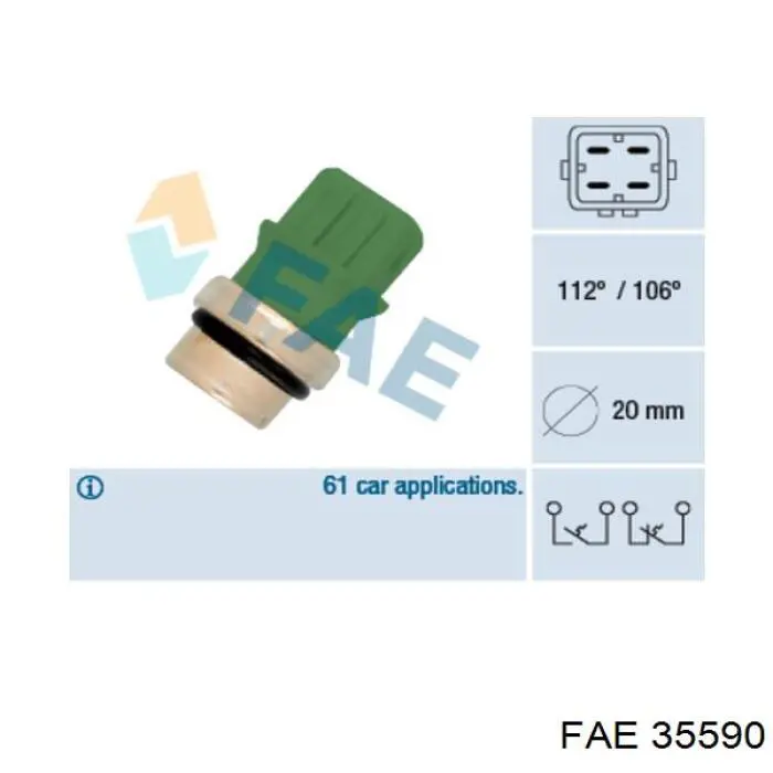 35590 FAE датчик температуры охлаждающей жидкости