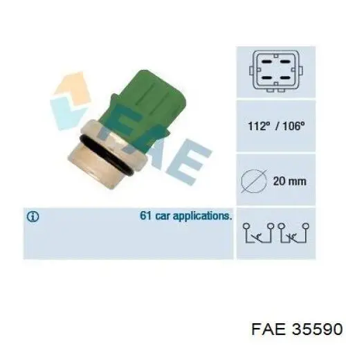 Sensor de temperatura del refrigerante 35590 FAE