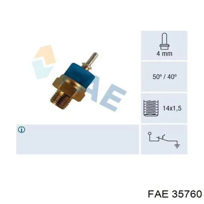 35760 FAE датчик температуры охлаждающей жидкости (включения вентилятора радиатора)