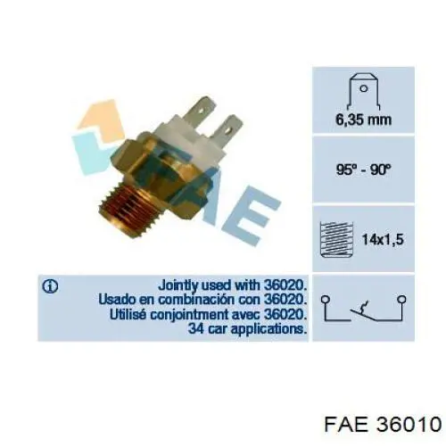 Датчик включения вентилятора радиатора 36010 FAE
