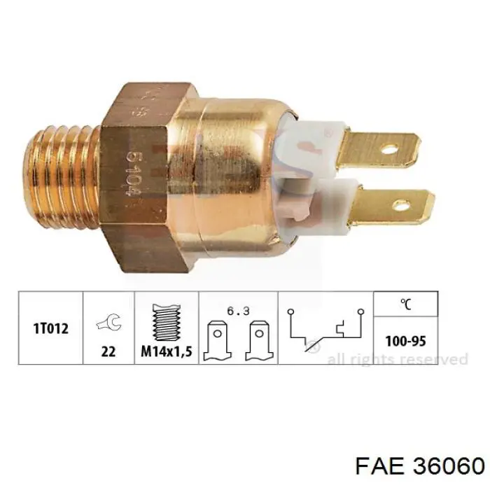 Sensor, temperatura del refrigerante (encendido el ventilador del radiador) 36060 FAE