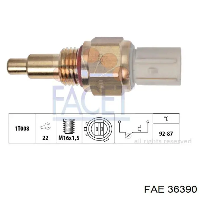 Sensor, temperatura del refrigerante (encendido el ventilador del radiador) 36390 FAE