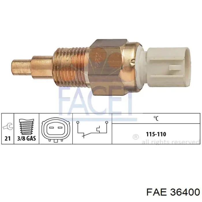 36400 FAE датчик температуры охлаждающей жидкости (включения вентилятора радиатора)