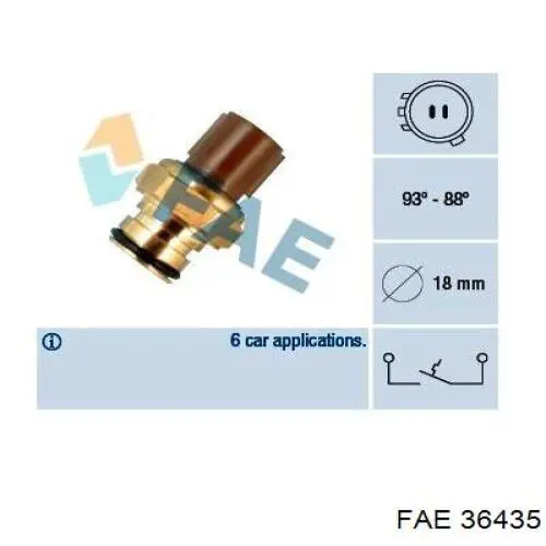 36435 FAE датчик температуры охлаждающей жидкости (включения вентилятора радиатора)