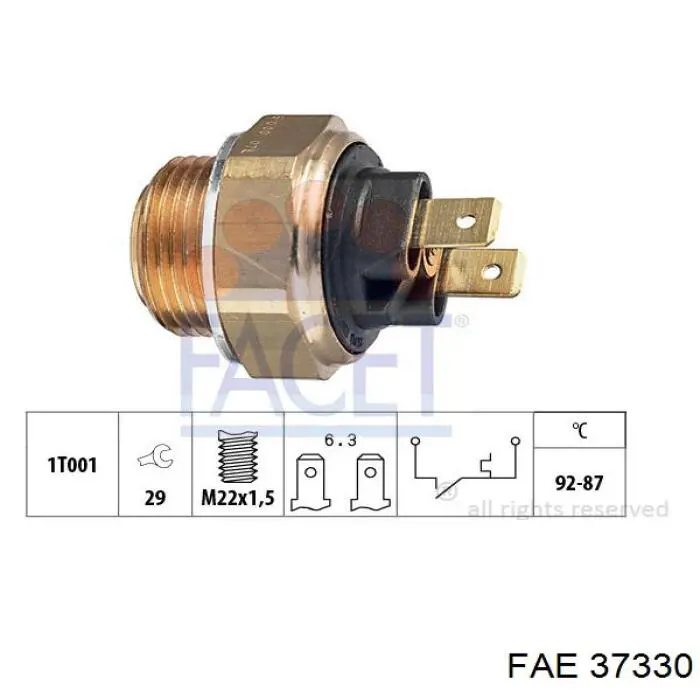 37330 FAE датчик температуры охлаждающей жидкости (включения вентилятора радиатора)