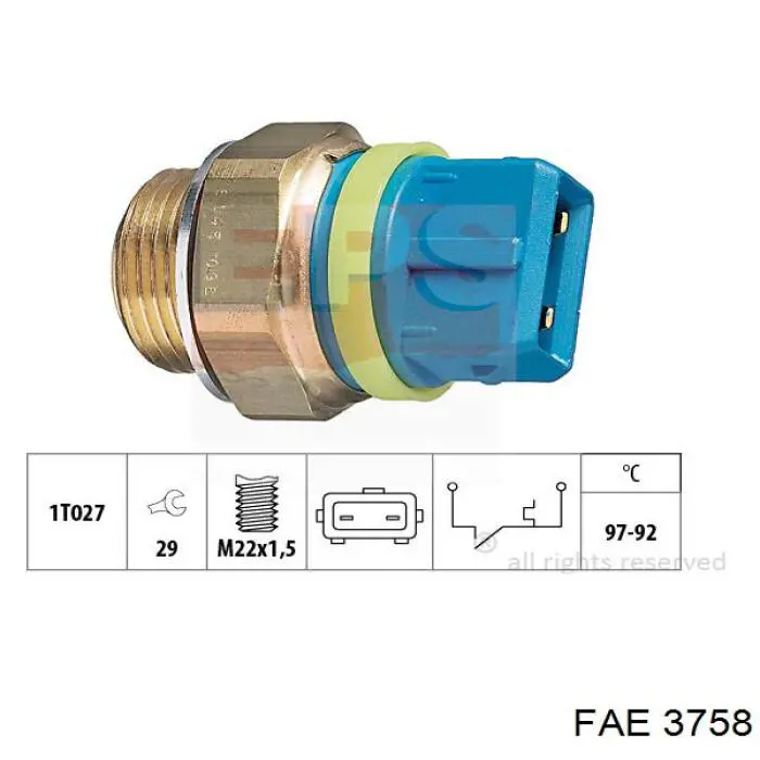 Датчик включения вентилятора радиатора 3758 FAE